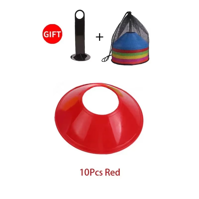 10Pcs Soccer Cones Disc Football Training Discs with Carry Bag Holder Agility Exercise Field Markers Sports Training Equipment